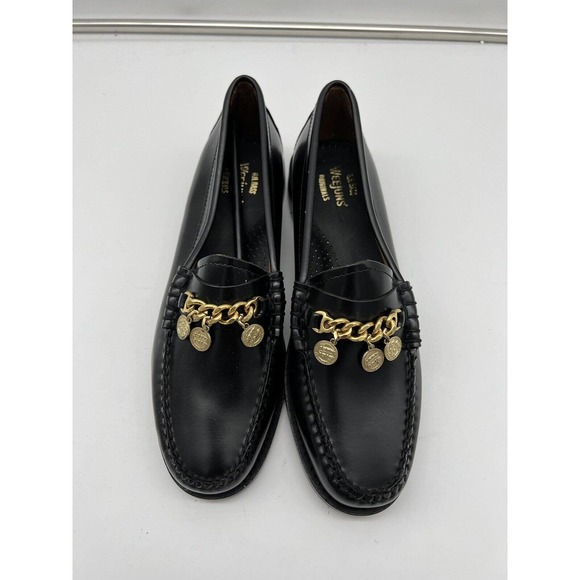 New Anthropologie Bass Charm Penny Laofers Womans Size 8 Medium Black Slip On - Picture 3 of 11